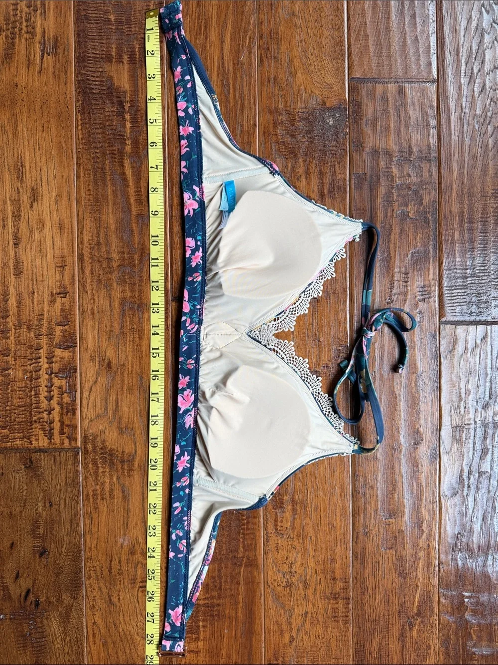 Allihop Floral Lace-Trim Bikini Top – Medium